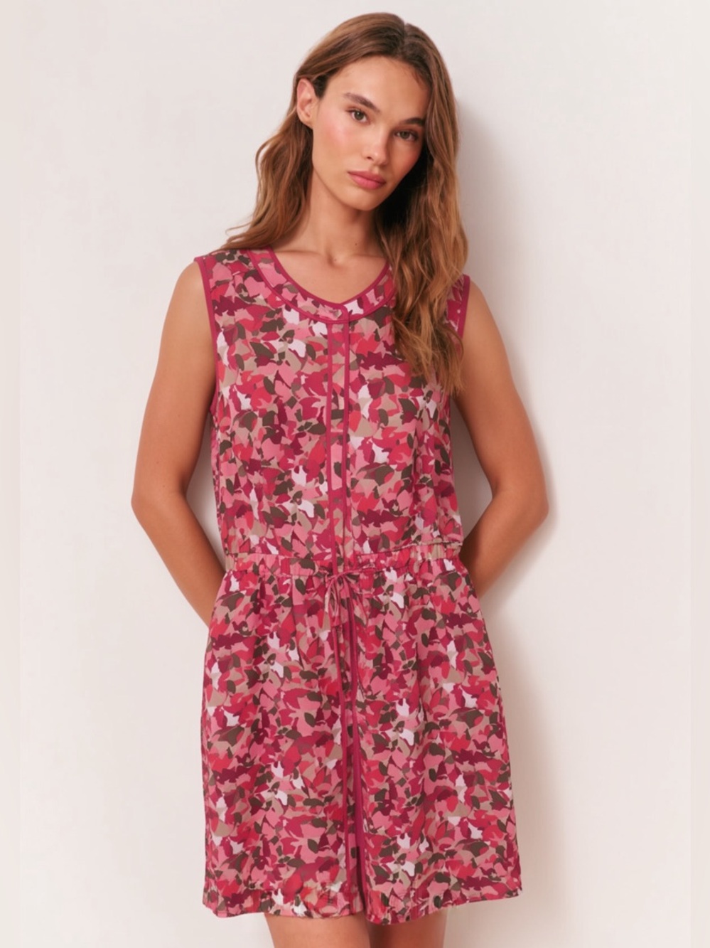 LIZ CLAIBORNE Sleeveless Pink Floral Print Lightweight Button Up Dress XL
